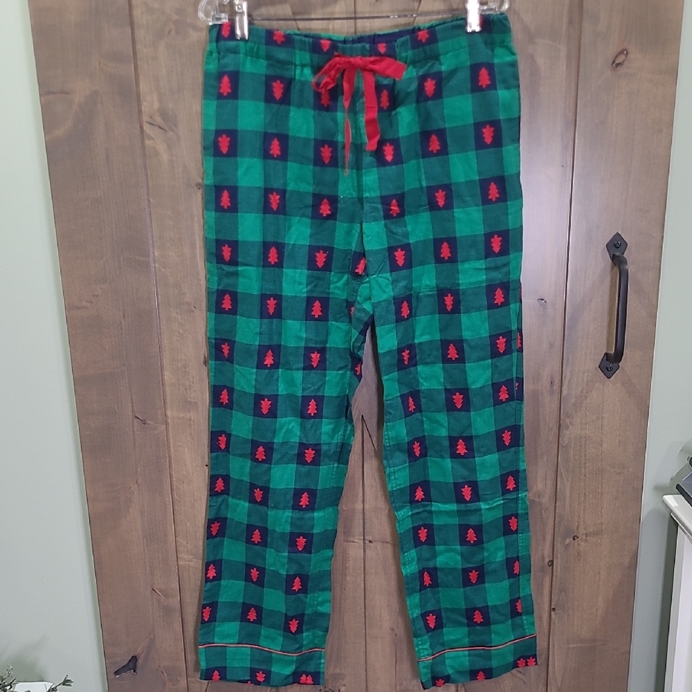 NWOT Lands' End Buffalo Plaid Flannel Tree Holiday Lounge Pajama Pants M